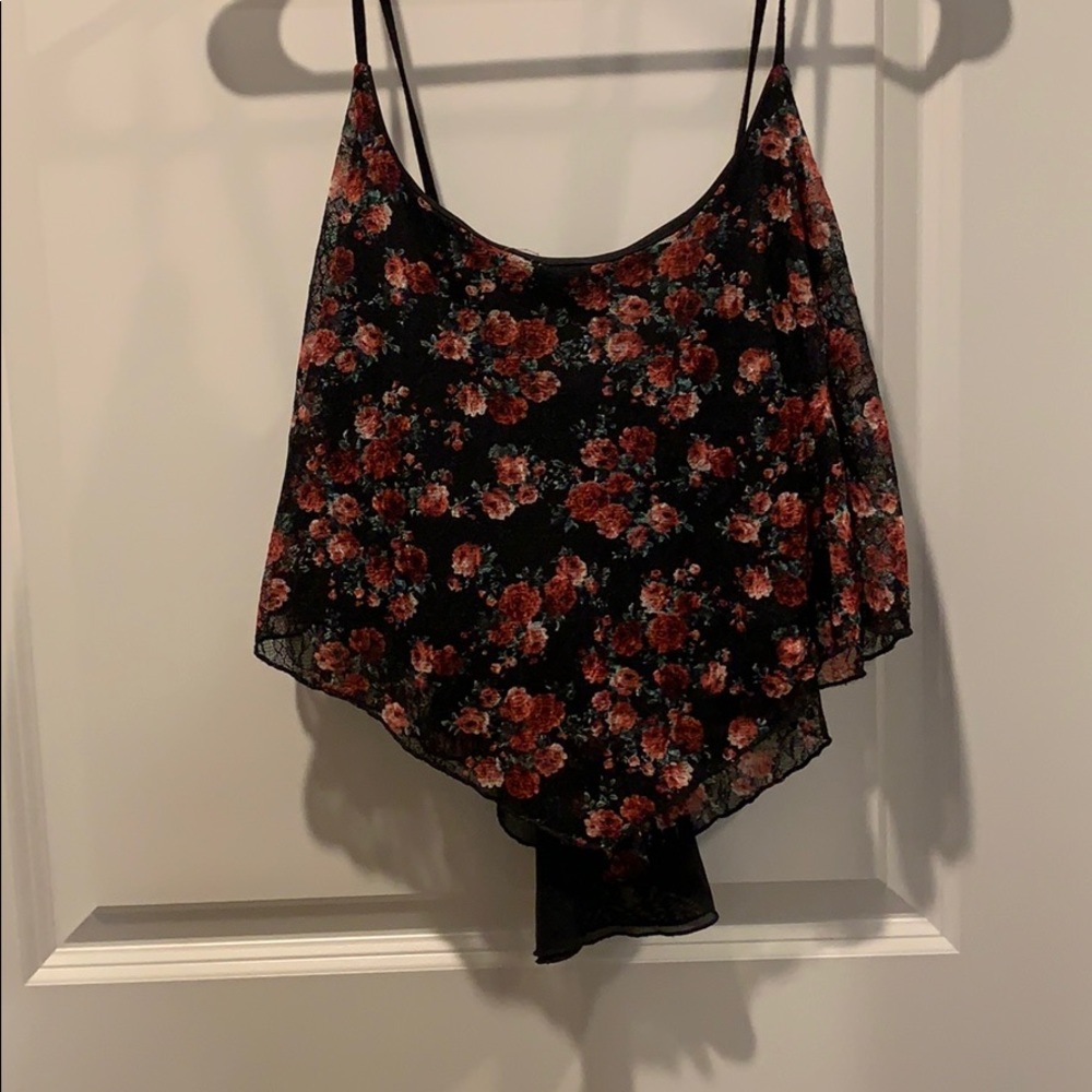 Bow-back floral crop top